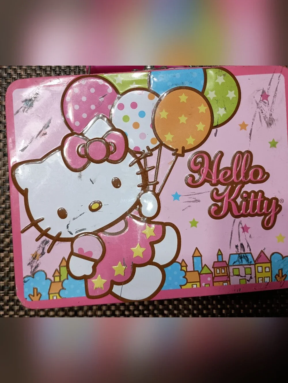 Hello Kitty Pink Balloon Tin with Multi-Color Accents
